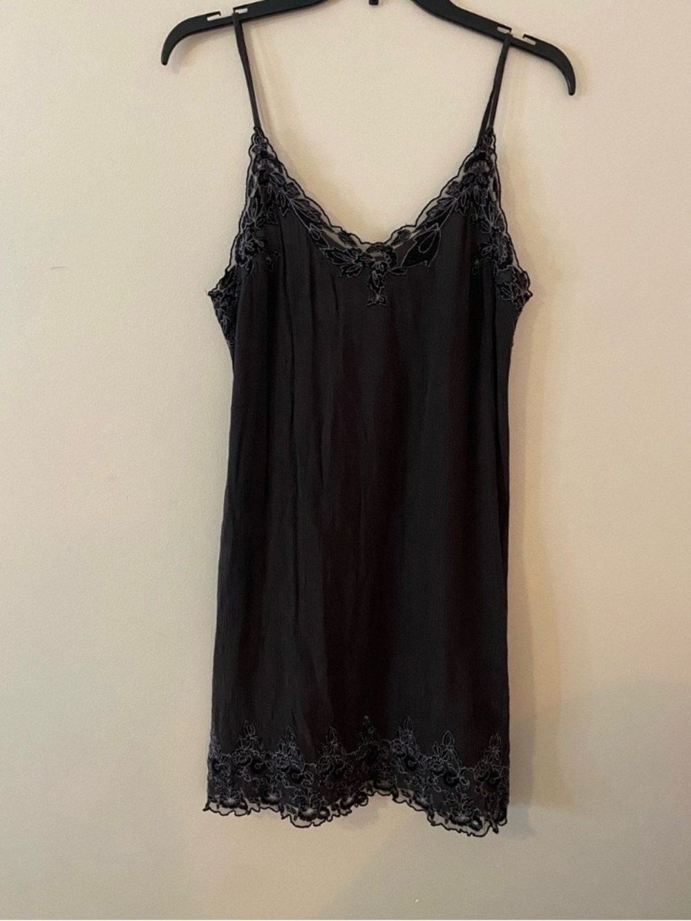 American Eagle Outfitters Charcoal  Lace-Floral Trim Slip